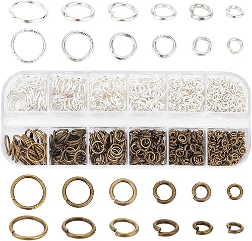 PH PandaHall 1660 piezas de 2 colores de 0.15670.390.39 pulgadas de latón abierto 18 conectores de joyería de calibre 18 para fabricación de aretes,