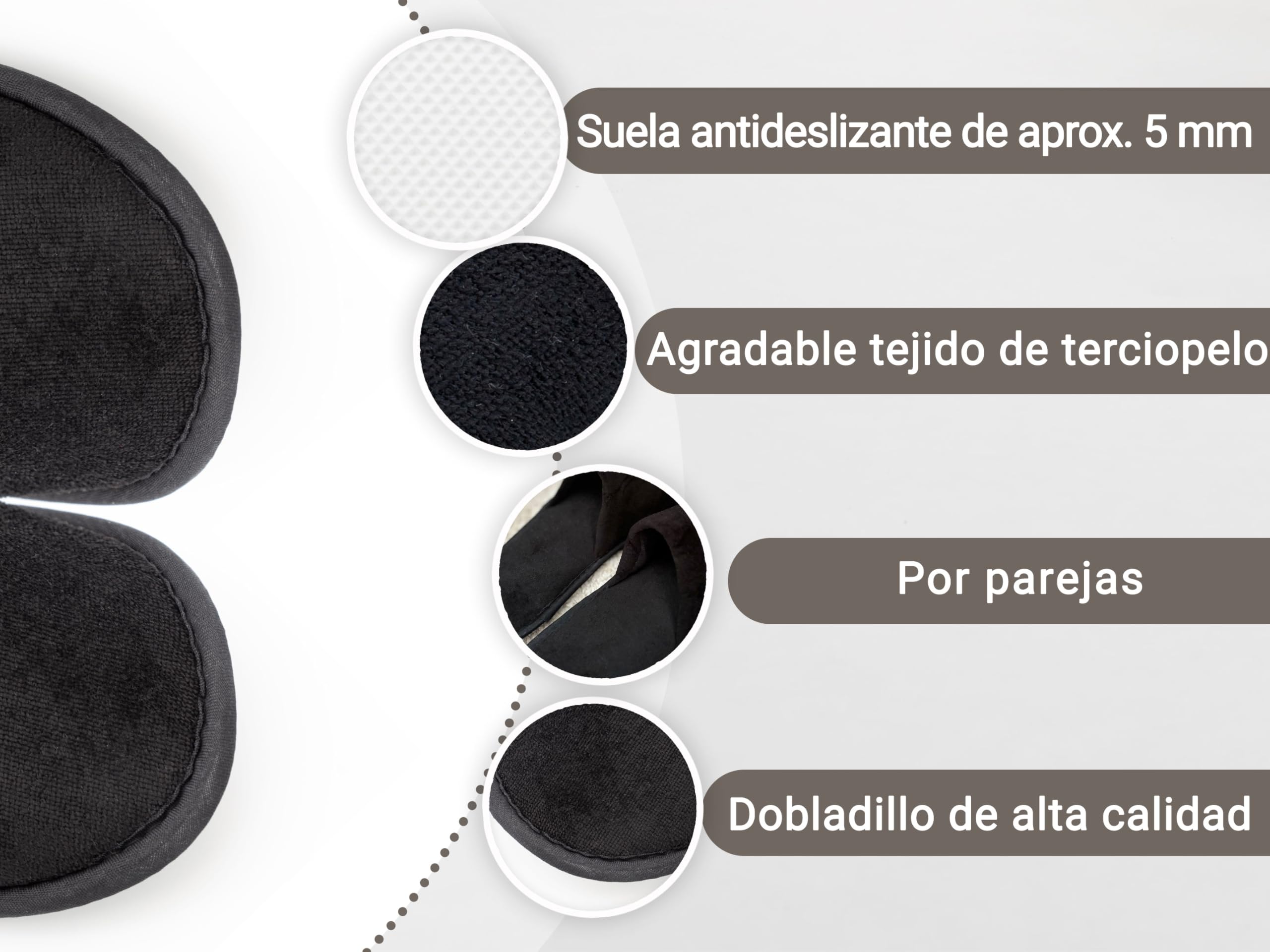 ZOLLNER Set de 10 pantuflas de terciopelo 100% poliéster, 587
