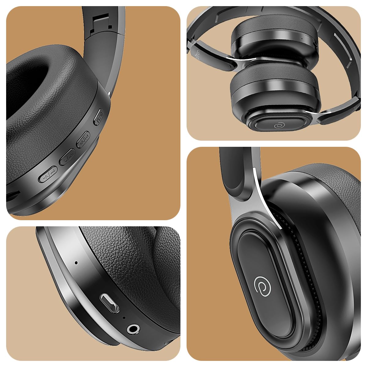 pTron Studio Urban V2, 40dB ANC Wireless Over-Ear Headphones, 65Hrs Playtime, Dual-device Pairing, 40mm Bass Drivers, TruTalk AI-ENC Calls, Custom EQ, 3.5mm Aux, Bluetooth v6.0, Type C Charging (Onyx) — Amazon image 10