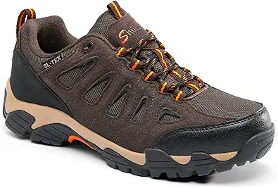 SHULOOK Men's Waterproof Hiking Shoes Lightweight Anti Slip Outdoor Ankle Boots Breathable Hike Trekking Trails Shoe