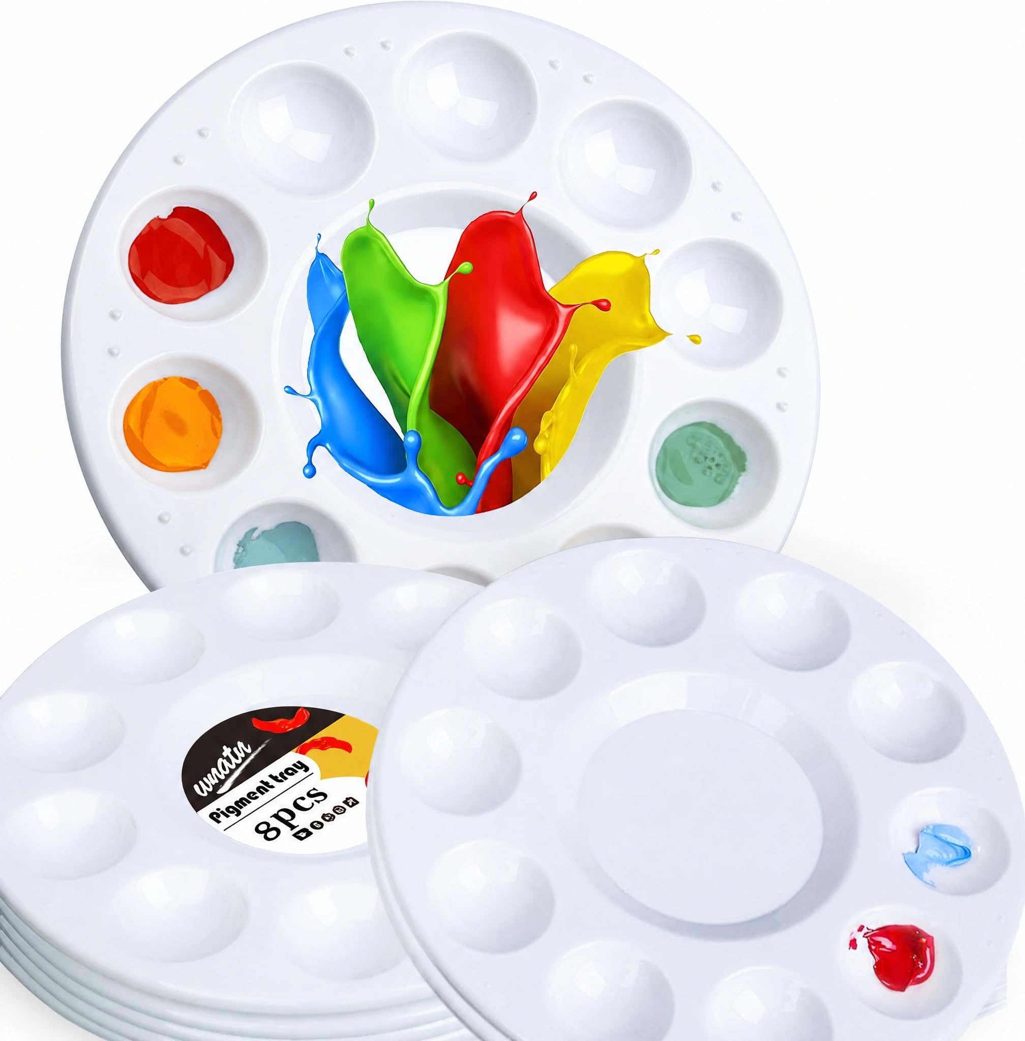 8pcs Paint Tray Palettes, Plastic White Palettes for Kids &amp; Students,Paint Tray for Art Class,Craft DIY or Have a Birthday Painting Party