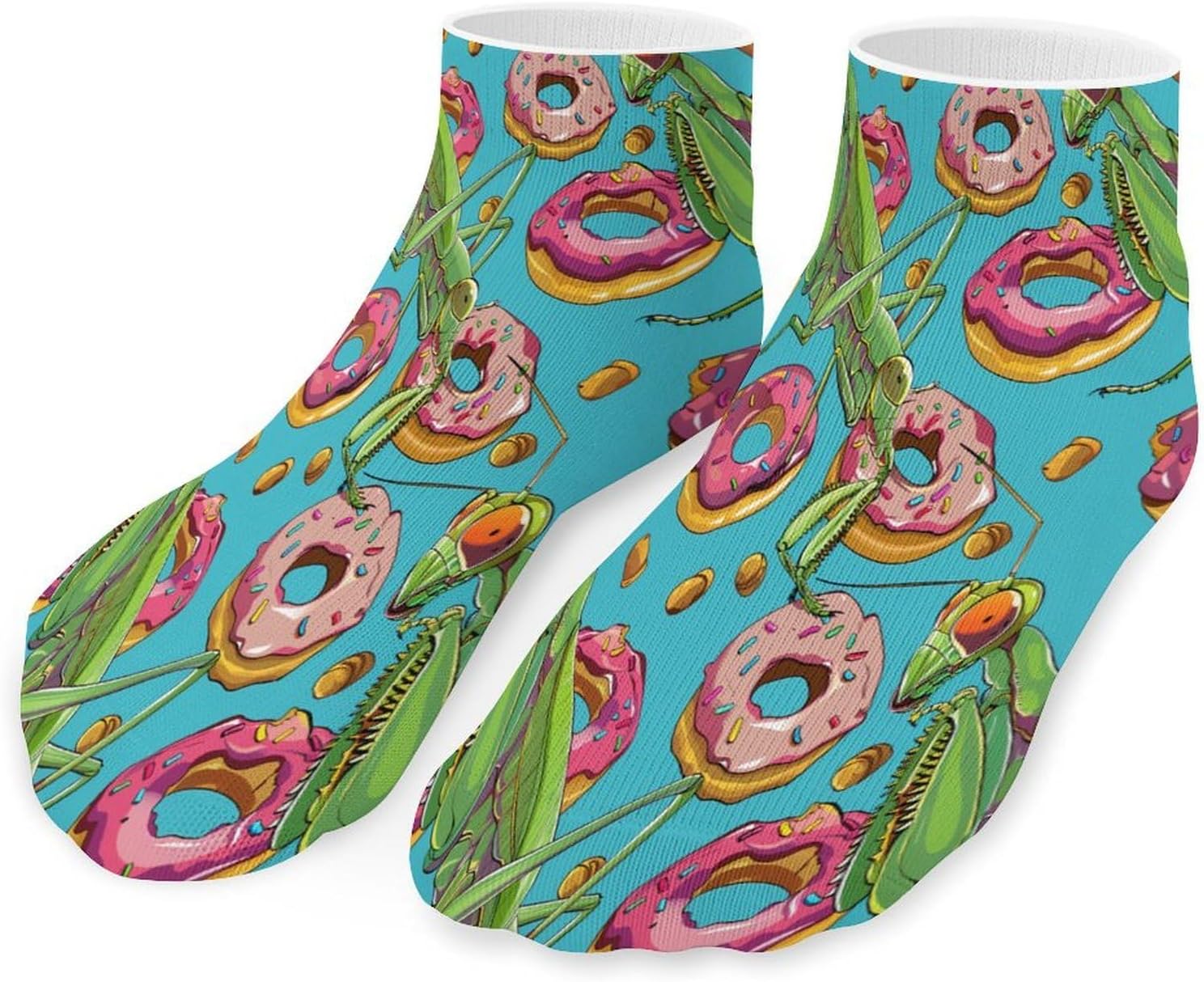 Praying Mantis And Donuts Ankle Socks for Men Women Low Cut Crew Sock Casual Sports Clothing