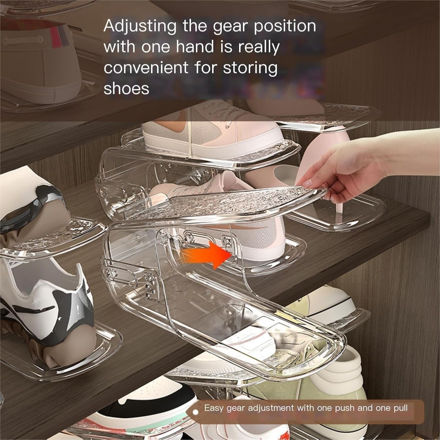 waqif Acrylic Shoe Slots Organizer Space Saver Double Deck Shoe Rack Adjustable Shoe Slots for Closet Organization Space Saver | Double Layer Free Standing Shoe Slipper Stacker Shelf (6) 3