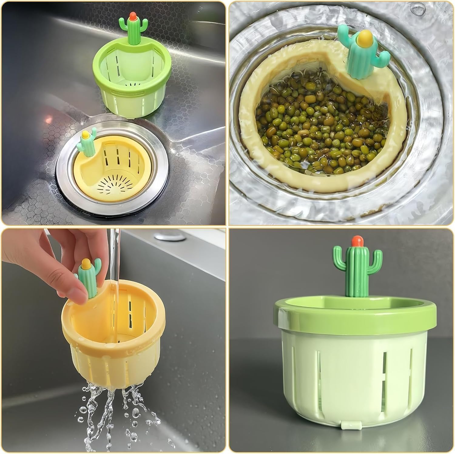 VAALYA TOYS Cactus Kitchen Sink Drain Strainer, Cactus Sink Strainer, Self-Cleaning Sink Strainer,Press Automatic Dumping Basket, Kitchen Sink Waste Collector Filter 1