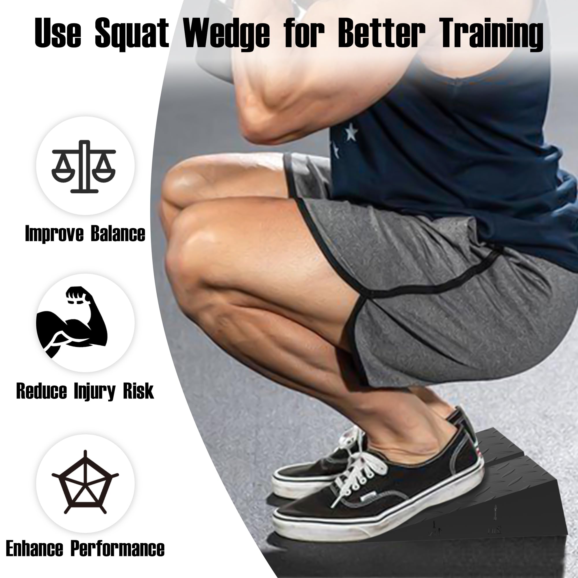 Megastar Leg Extension and Curl Machine, Squat Wedge Block for Calf Stretching, Squats, and Stability Training, Non-Slip Slant Board for Strength Training