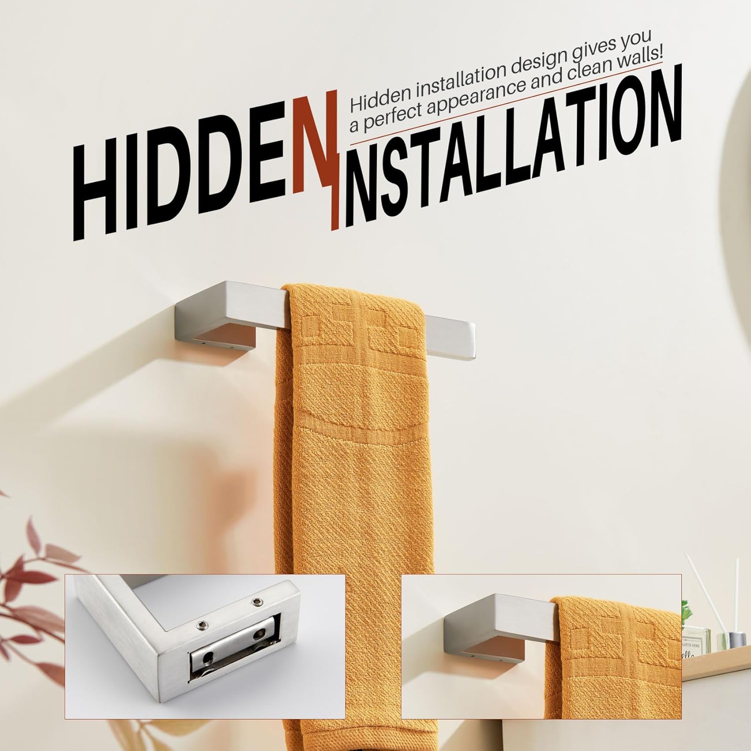 KOKOSIRI Hand Towel Bars Bath Towel Holder Brushed Nickel Wall Mount Kitchen Towels Rack Bathroom Hardware Stainless Steel, B3009BR - Image 6