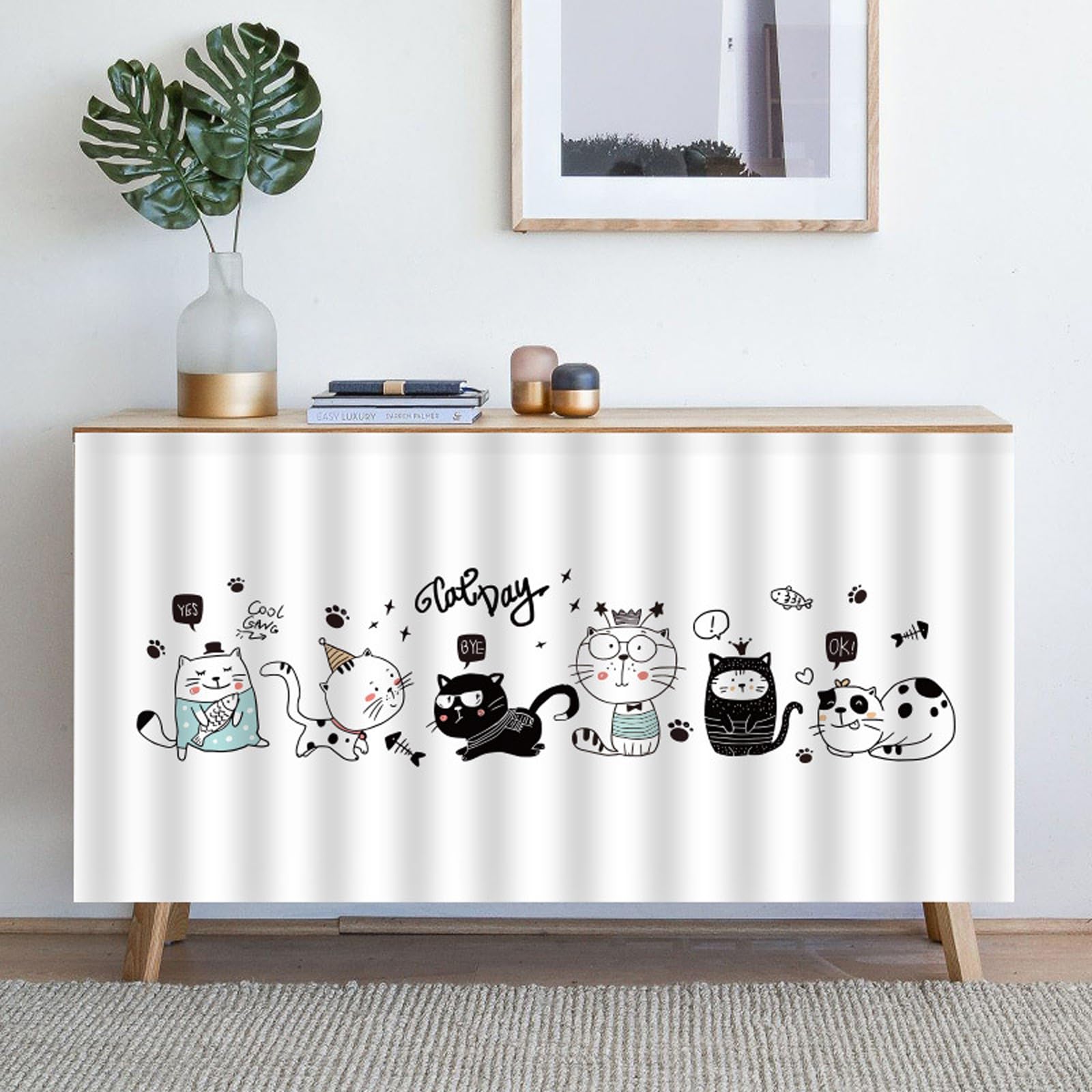 Enigmaire Cupboard Curtain,Cupboard Curtain Kitchen,Bookcase Dustproof Curtain,Dust-Proof Under Sink Curtains,Short Curtains For Wardrobes,Bookshelves,Shoe Cabinets,Easy Install,Self Adhesive