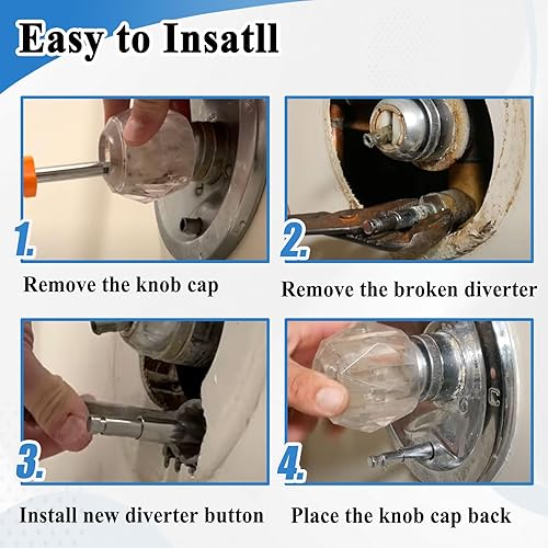 Miniatura 5 de Desviador de botón de acero inoxidable RP5649, compatible con grifos de bañera y ducha, conjunto de válvulas de bañera de repuesto