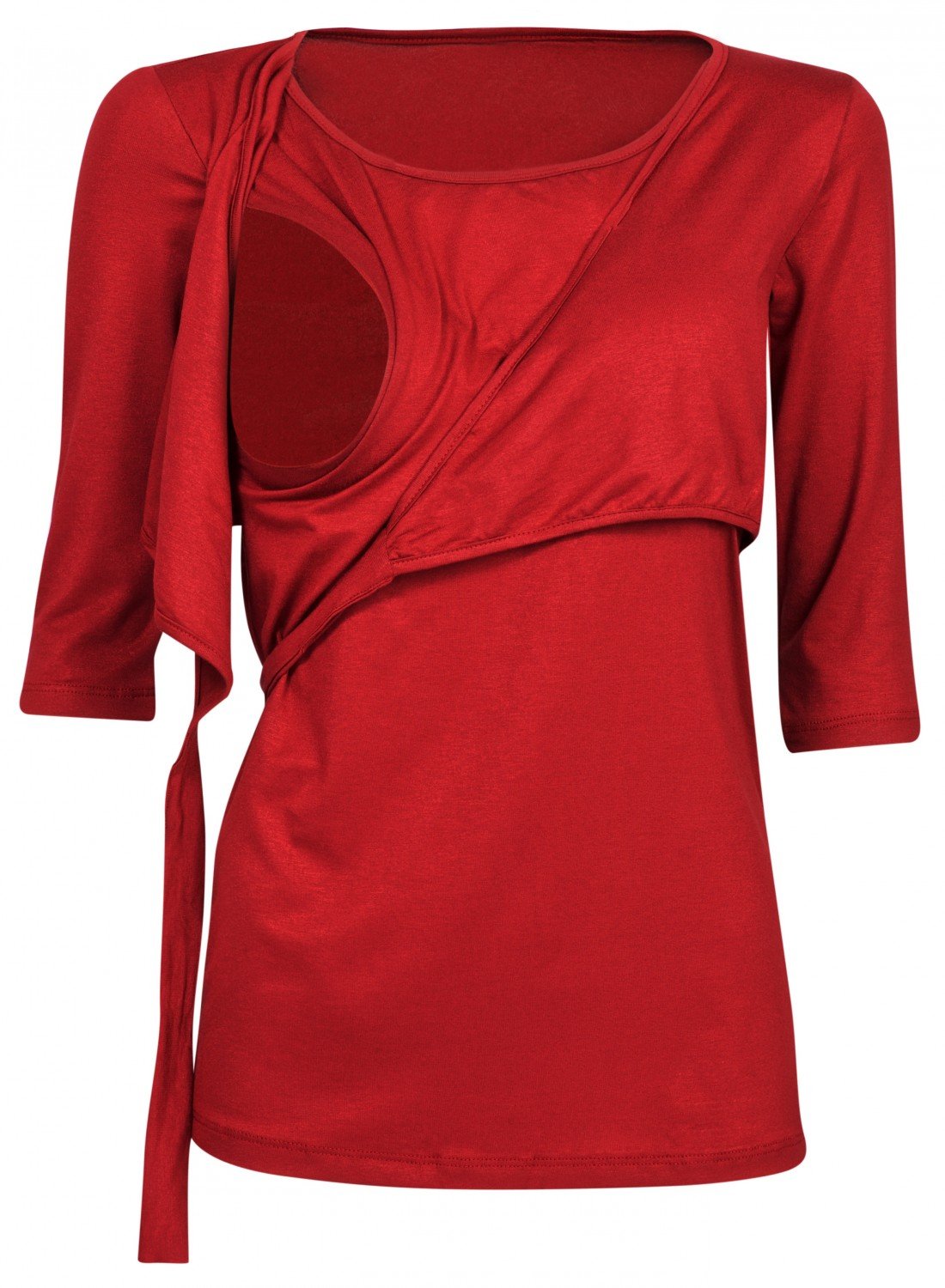 HAPPY MAMA Donna T-Shirt Bolero prémaman per L'Allattamento Camicia Maglia. 458p (Cremisi, IT 42, M)