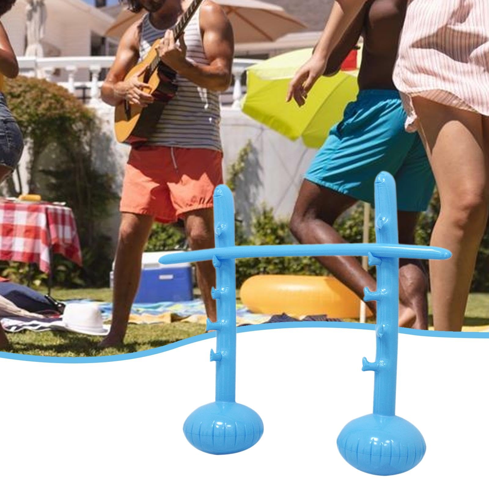 Inflable Barra de Salto Altura Portátiles Juguete Salto Infantil Accesorio Deportivo Altura Ajustable PVC Ligero Fácil Translado para, Azul
