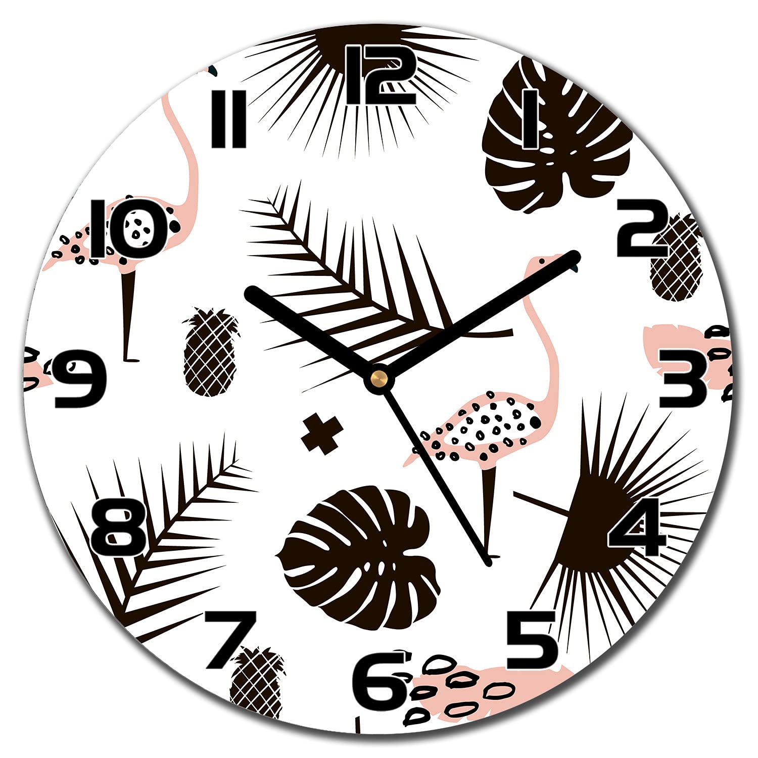 Horloge en verre de sécurité 30 cm murale avec aiguilles noires chic
