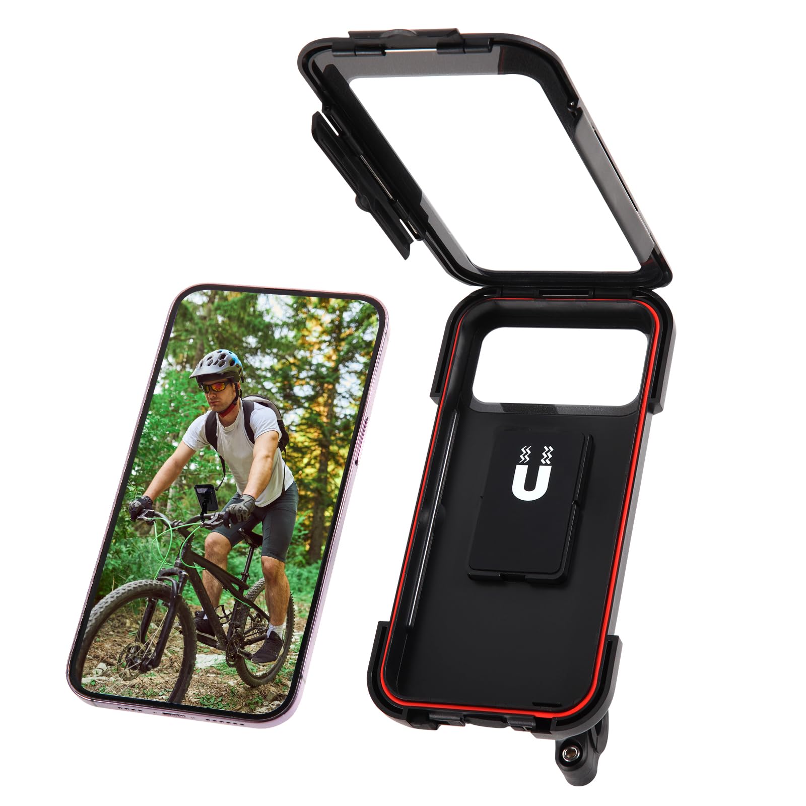 LEPONTS Motorcycle Phone Mount Holder, 150mph Wind Anti-Shake Bike Handlebar Cell Phone Clamp 6.3inch Most Phones Friendly, Compatible with iPhone 16