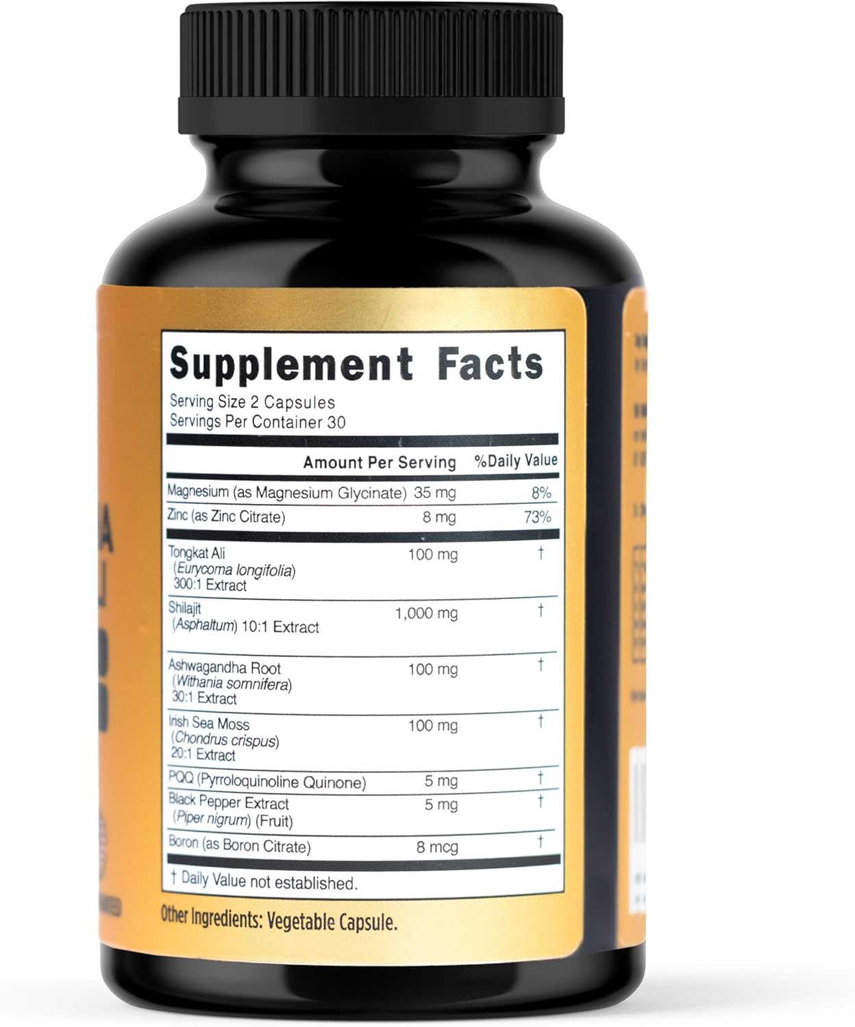 Shilajit 1000mg, Irish Sea Moss 100mg, Ashwagandha 100mg, Tongkat Ali, Boron, Magnesium, PQQ & More | 60 Capsules - 30 Days Supply| Fulvic Acid Veg Capsules| Vegan| Gluten Free | Non-GMO