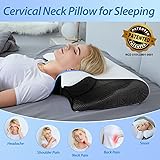 HOMCA Neck Pillow, 2 in 1 Ergonomic Memory Foam Orthopedic Cushion Pillow for Head/Neck/Shoulder Support, Relaxation and Stress Relief, 60 x 40 x 11/13 cm, Black - 4