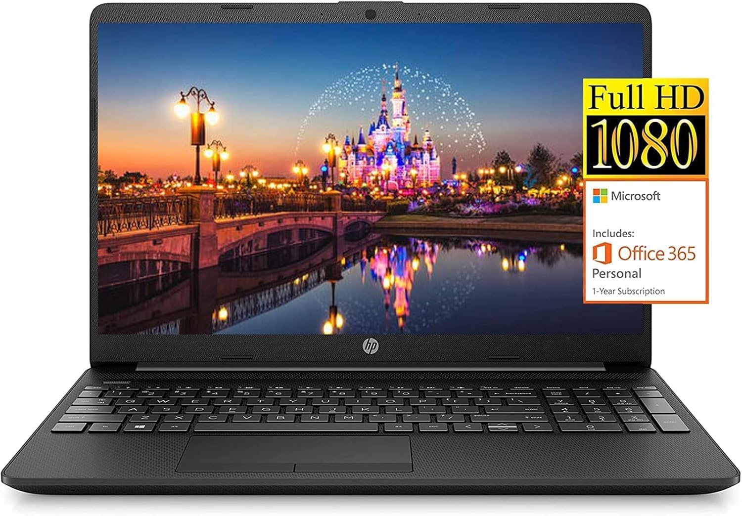 HP Notebook 15 Laptop, 15.6" FHD Anti-Glare Laptop PC, Intel Celeron N4020 up to 2.8GHz, 8GB RAM, 512GB SSD, Webcam, Wi-Fi, USB Type-C, RJ-45, Windows 10 Home S, Office 365 1-Yr, TWE Mousepad