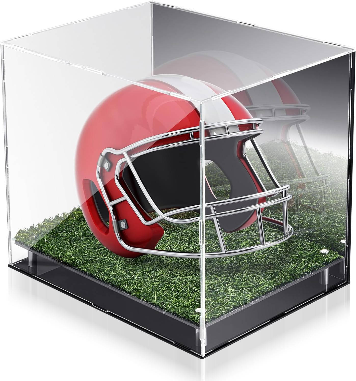 Kigley Acrylic Football Helmet Display Case with Turf Grass