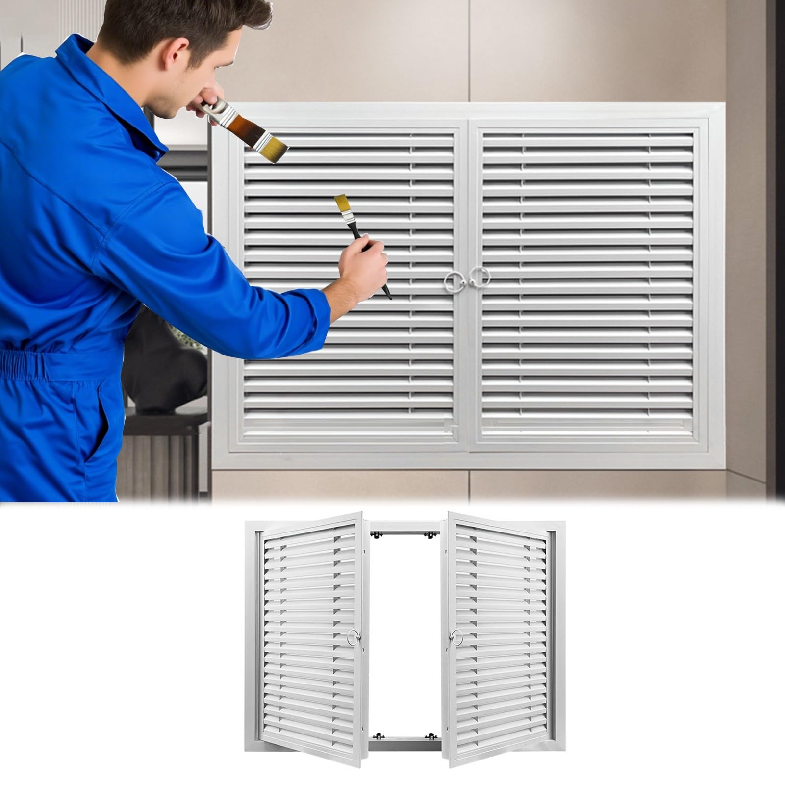 Trampilla Pladur con puerta doble a dos aguas para registro de ventilación grande 50x50cm