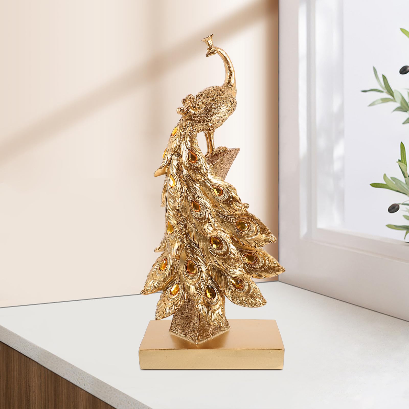 Scultura e Realistico in Resina di Pavone per Decorazione da Giardino Design Unico Resistente allo Sbiadimento, Portatile e Casa per Ornamento Esterno
