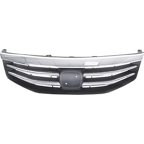 Front Bumper Grill Compatible with 2011-2012 Honda Accord Sedan 4 Door Upper Black Chrome Grille ABS Plastic Replacement for HO1200203 71121TA0A11