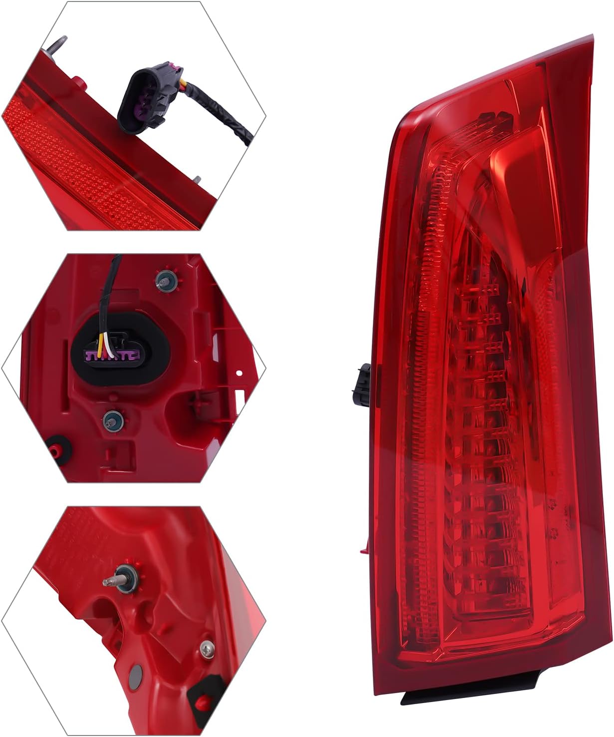 LYNICESHOP LED Tail Rear Light Brake Lamps for Cadillac ATS 4-Door Sedan 2013-2018 Brake Lamp LED Tail Light Red Clear Lens LED Tail Lights GM2801260 (Passenger Side)