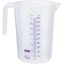 Graduated can 2,000 ml, PP, with 2 Scales Closed Handle, Transparent and Stackable