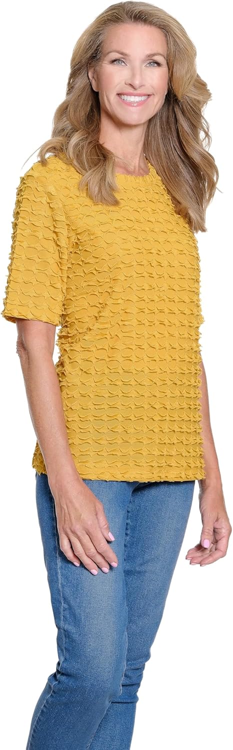 MULTIPLES Women's Elbow Sleeve Scoop Neck Top - Image 3