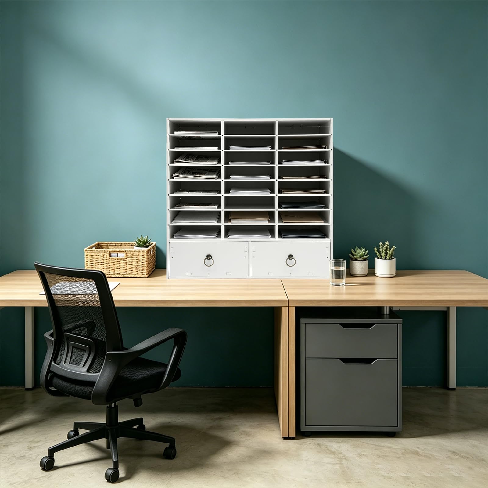 Aktenordner Büro Organizer 24 Fächer Veranstalter Schubladen Organizer Standregal Aufbewahrung für Büro Wohnzimmer Zeitschriften Bücher 71,5x30x70 cm