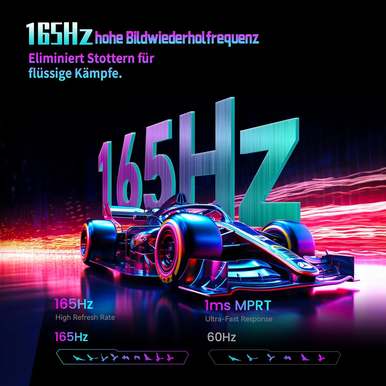 165Hz High Refresh Rate and 1ms MPRT