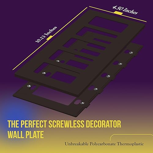 Miniatura 177 de ENERLITES SI8834-BK - Placa de pared decorativa sin tornillos, cubierta de enchufe segura, 4 entradas, 4.68 x 8.30 pulgadas (alto x largo), Negro