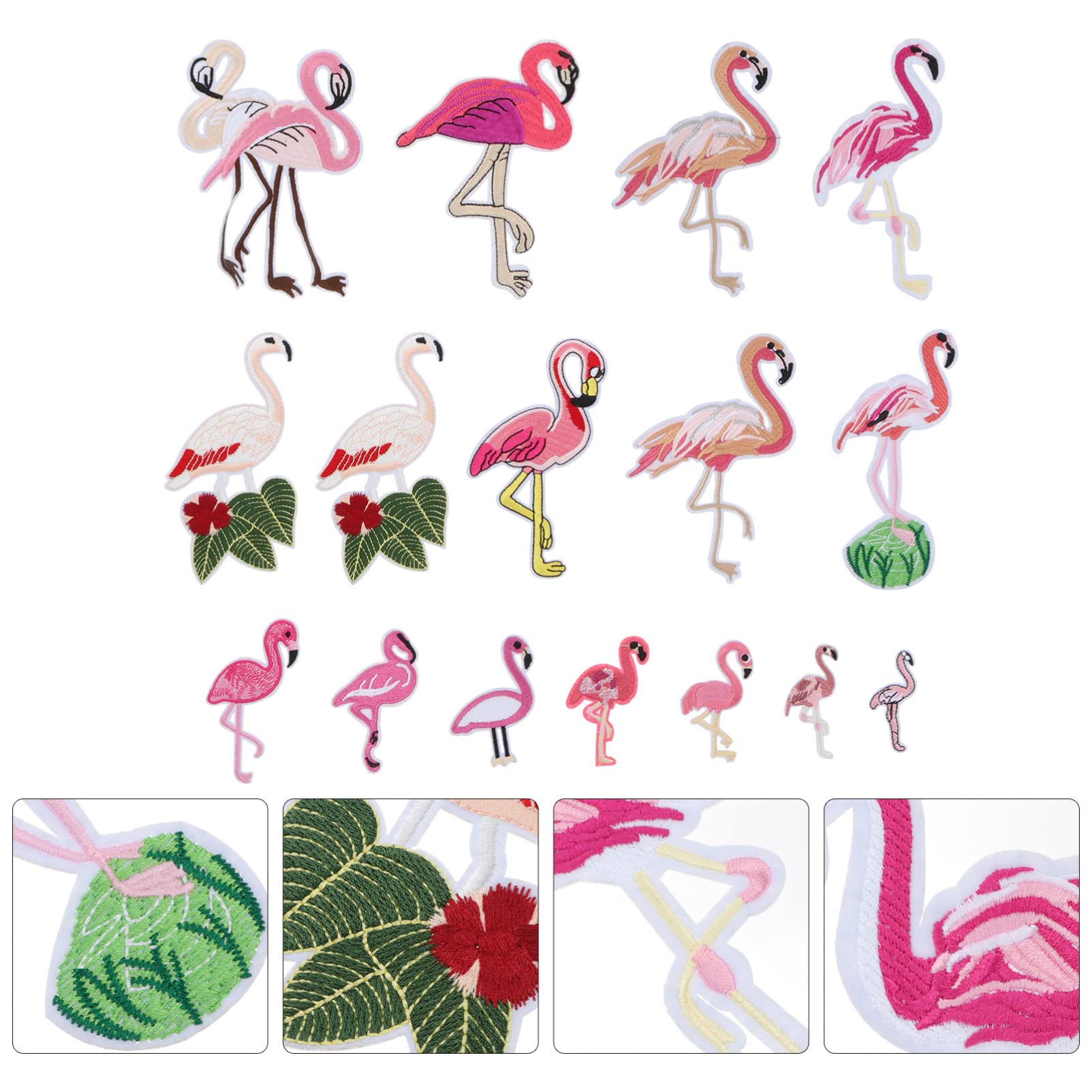 Ciieeo 48stücke Teiliges Set Flamingo Aufnäher Gestickte Bügelpatches Für Kleidung Taschen Und Mehr Dekorative Accessoires Zum Aufbügeln Und Aufnähen Für Kreative Reparaturen Und