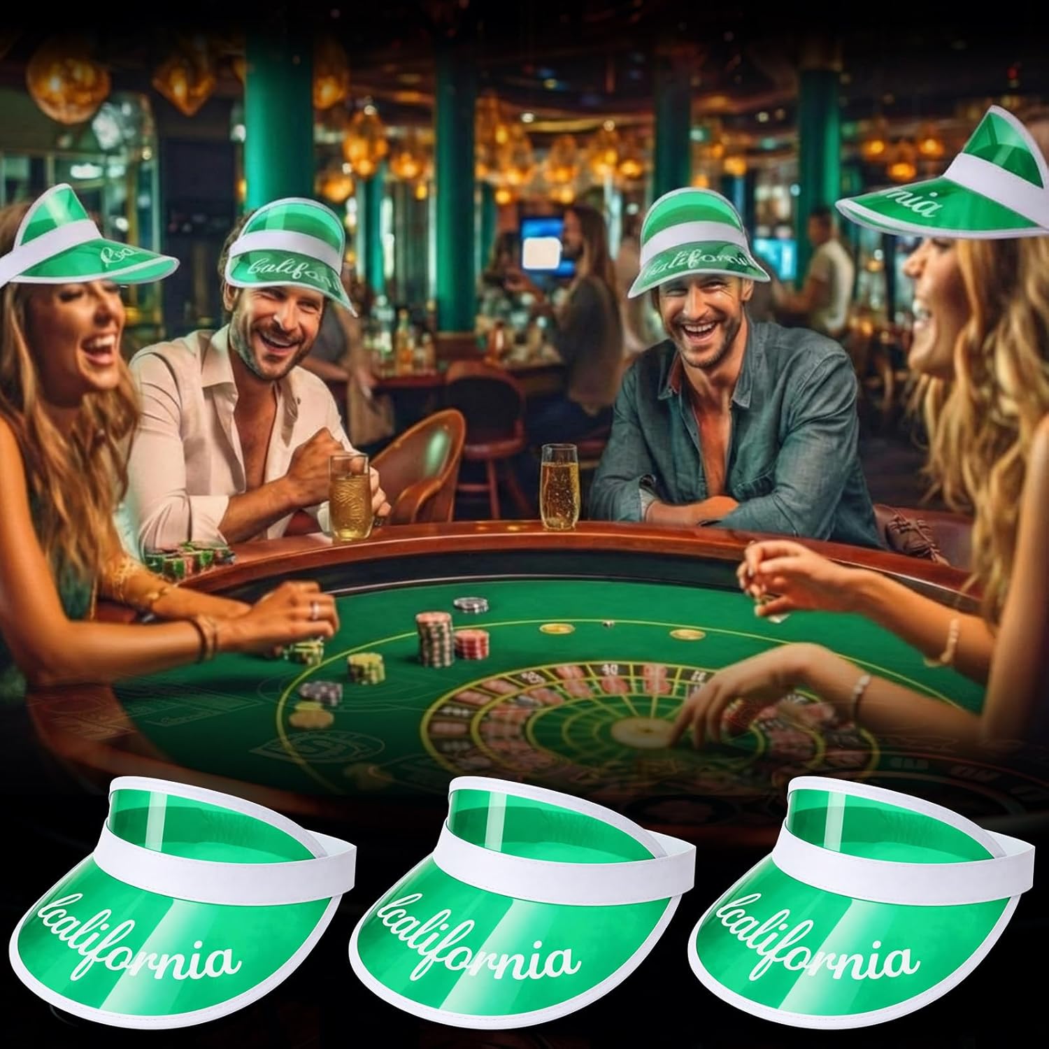 Tarpop 12 Pack Poker Visors Hats Bulk Plastic Bingo Casino Dealer Hat Clear Sun Visor for Tennis Tourist Golf Beach Party