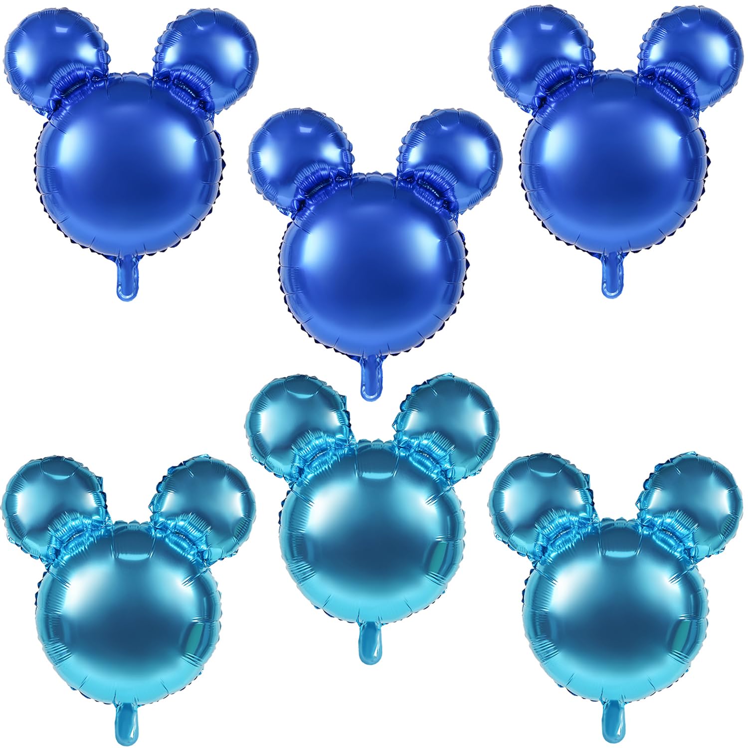 6 Pcs Mouse Head Balloons, 24'' Mouse Mylar Balloon Jumbo Mouse Head Aluminum Foil Balloons for Birthday Party Decorations Baby Shower Supplies Party Favors (Blue2)