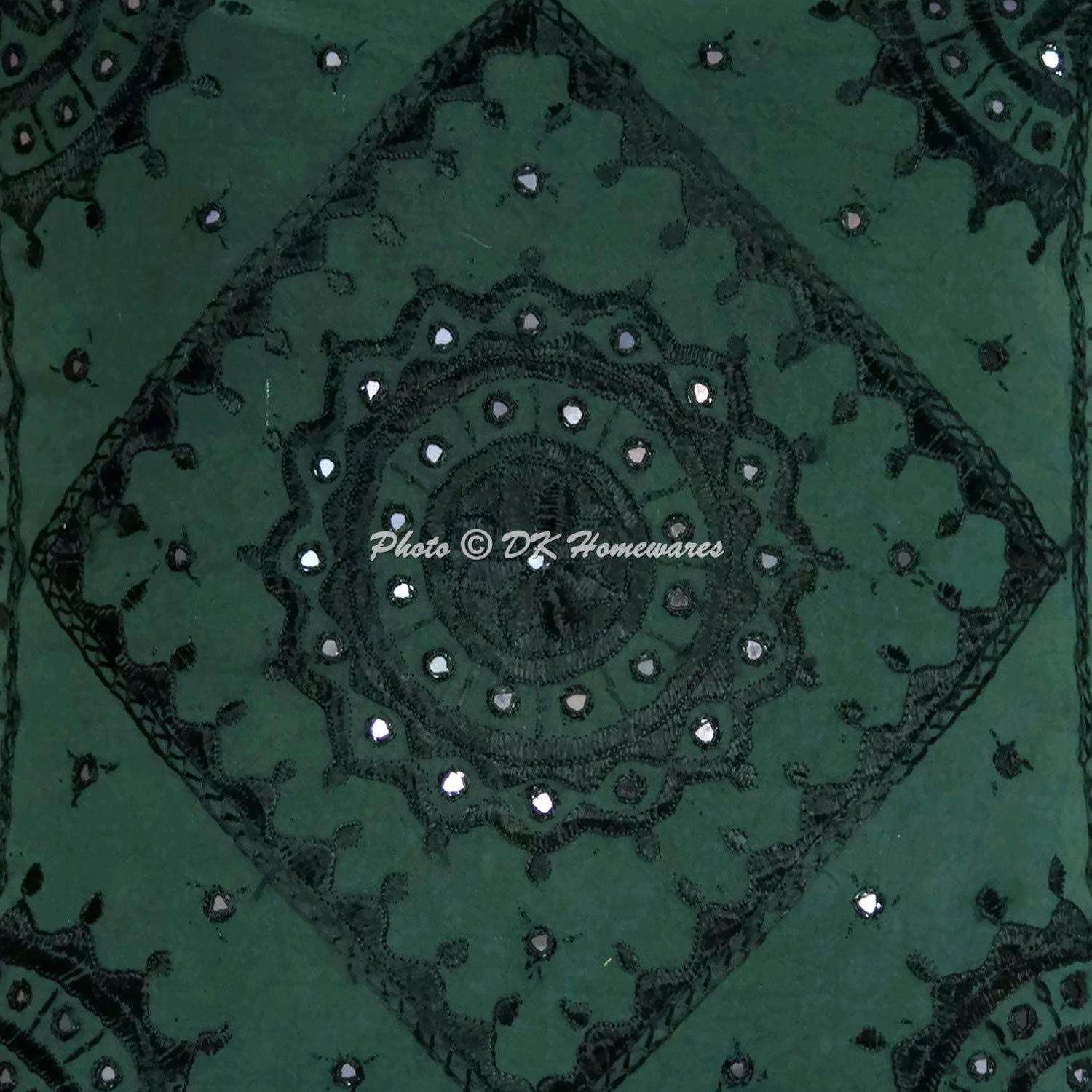 Fundas de Cojín para Sofá 60x60 cm Algodón Bordado con Espejos Estilo Boho Verde Oscuro Fundas de Almohada Decoración de Dormitorio - Pack de 4