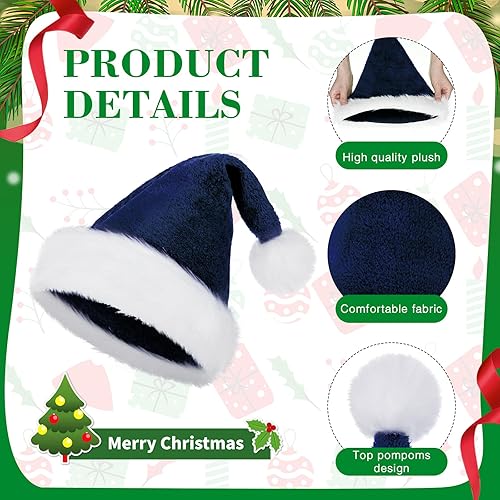 Miniatura 3 de Paquete de 12 sombreros de Papá Noel de felpa para regalos de fiesta de Navidad para mujeres, hombres y adultos