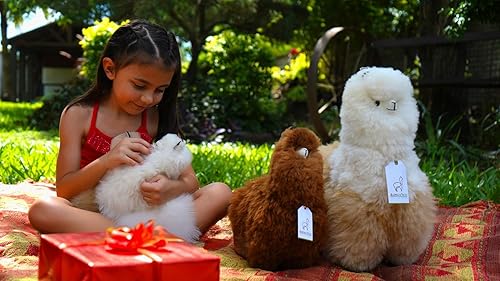 Miniatura 27 de Peluche de alpaca, 12 pulgadas, lindo, suave y tierno juguete de peluche de alpaca hecho a mano en piel natural de Alpaka real (12 pulgadas, beige)