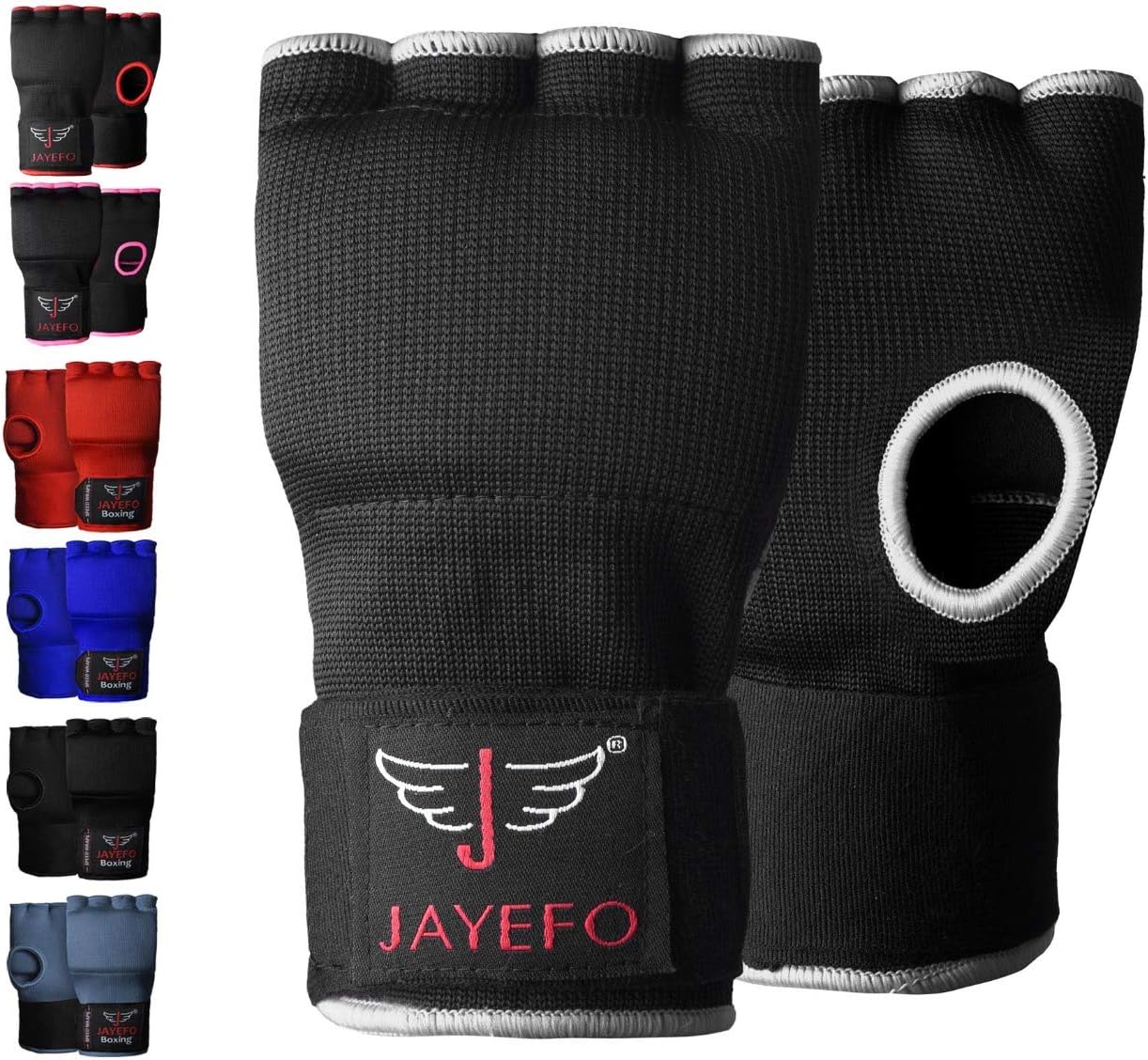 Jayefo Padded Inner Gloves for Boxing - Elastic Hand Wraps with Training Gel - Quick Boxing Wraps and Bandages for Men & Women - Wrist Wrap Protector Handwraps Kuckle Pair