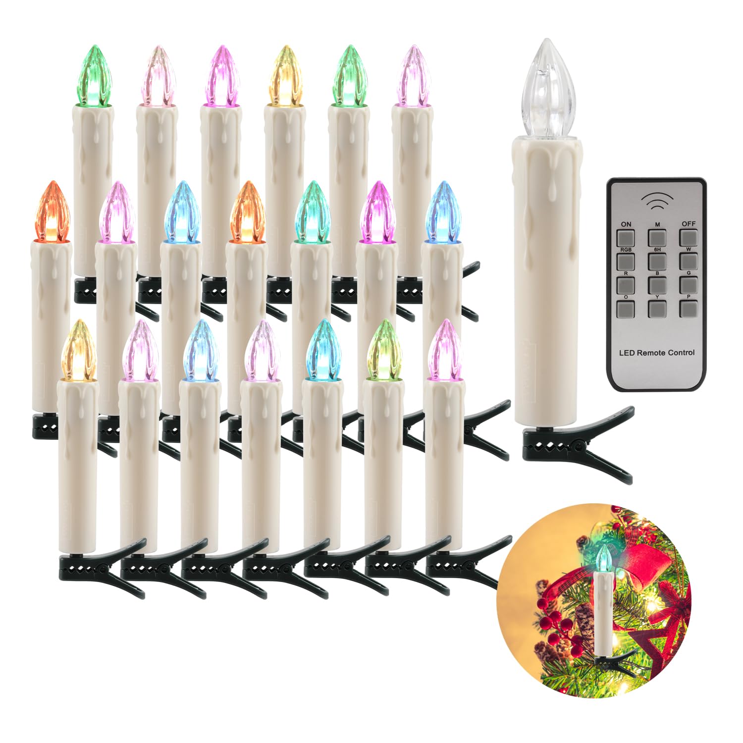 Velas LED Sin Fuego Colorido, 20pcs Velas Electrónicas Funciona con Pilas Velas Sin Llama LED Taper Velas de Luz para San Valentín, Cumpleaños, Fiestas, Navidad, Festivales, Decoración