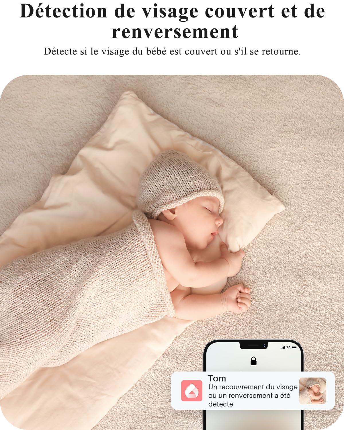 WUUK 4MP 5.5'' AI Babyphone Camera, Visage Couvert et Détection de Renversement, Alertes Sonores/de Mouvement, Vision Nocturne,Batterie 3700mAh, 360° Grad, App Control, 2,4/5 GHz WiFi, 305m Reichweite