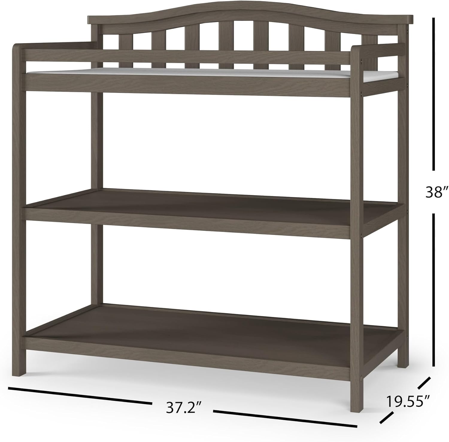 Child Craft Arch Top Infant Changing Table, Water-Resistant Pad and Safety Strap, Anti-Tip Kit Included to Prevent Tipping, Non-Toxic, Baby Safe Finish (Dapper Gray)