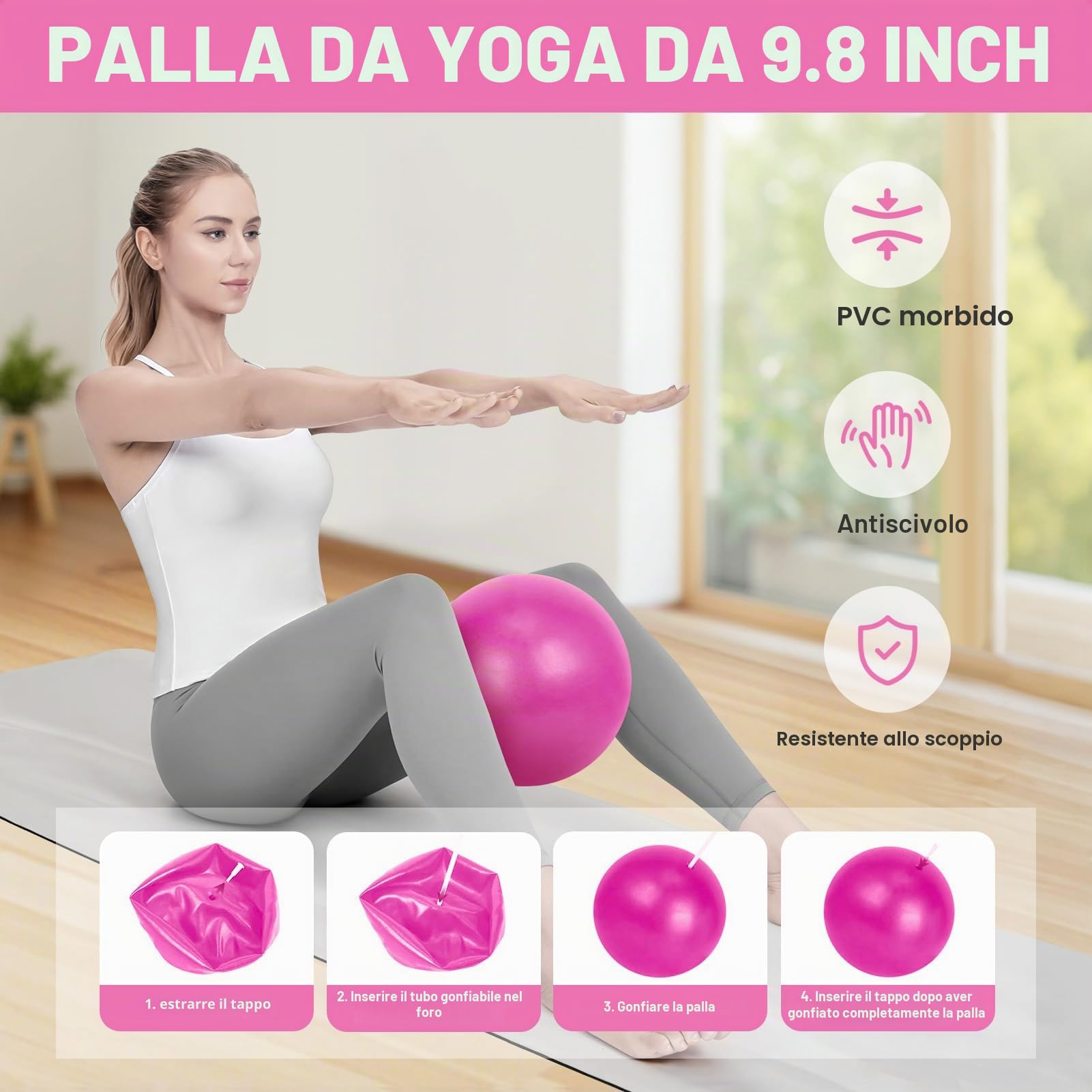 Kit da 13 pezzi per pilates da donna: Magic Circle Yoga Ring Booty Bands per allenamento glutei Pilates Ball calzini antiscivolo e borsa da palestra – Set regalo essenziale per l'allenamento a