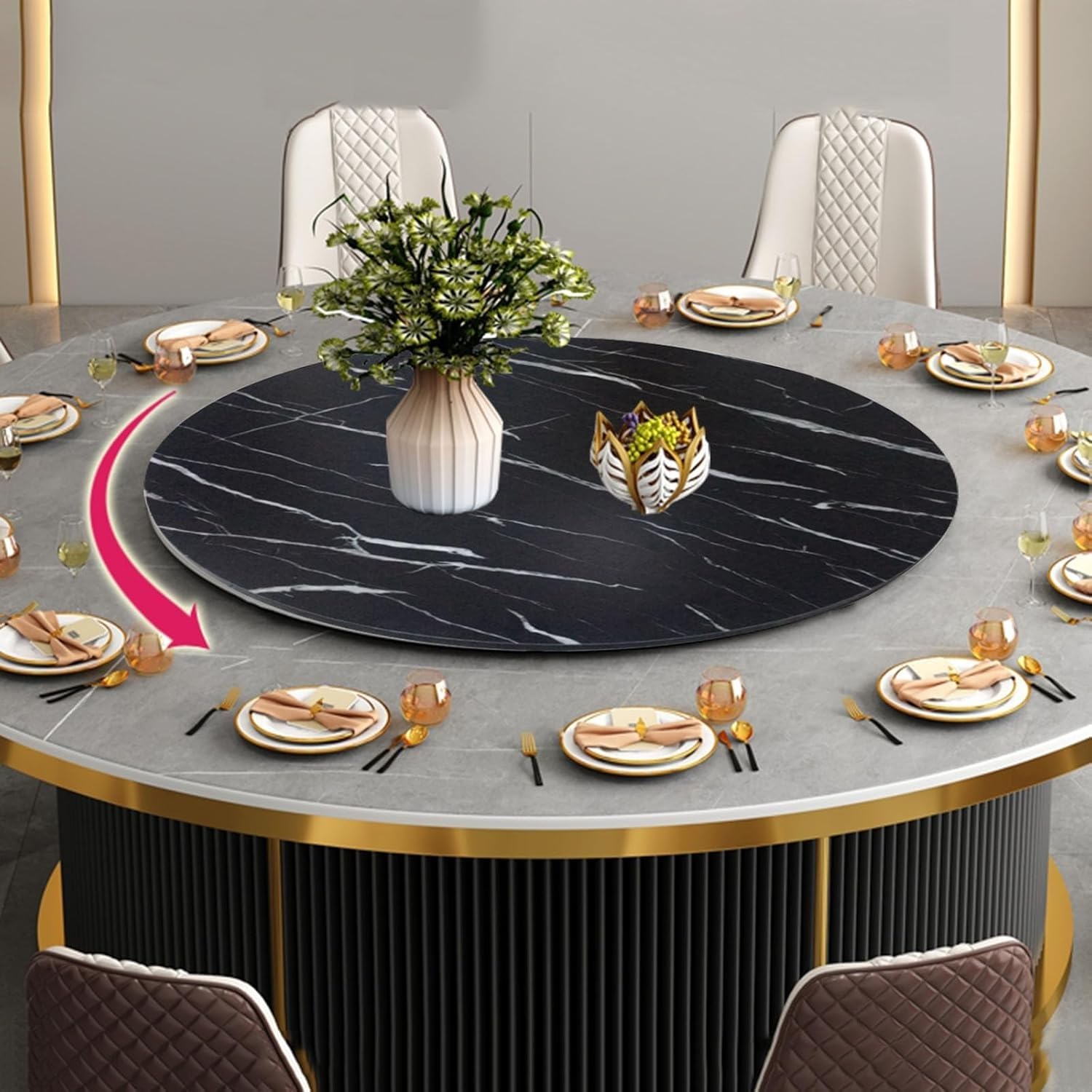 Amazon.co.jp: 回転台 Lazy Susan 木製・大理石調 - 50-100cm 円形