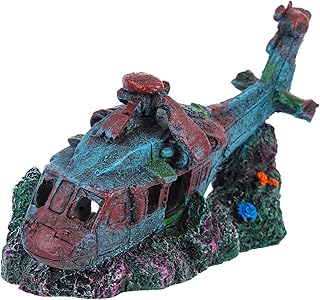fish tank landscaping decoration aquarium airplane wreck plane aquarium decorations fish tank rest fish tank shelter ornament desk topper resin fighter decor Accessories shipwreck