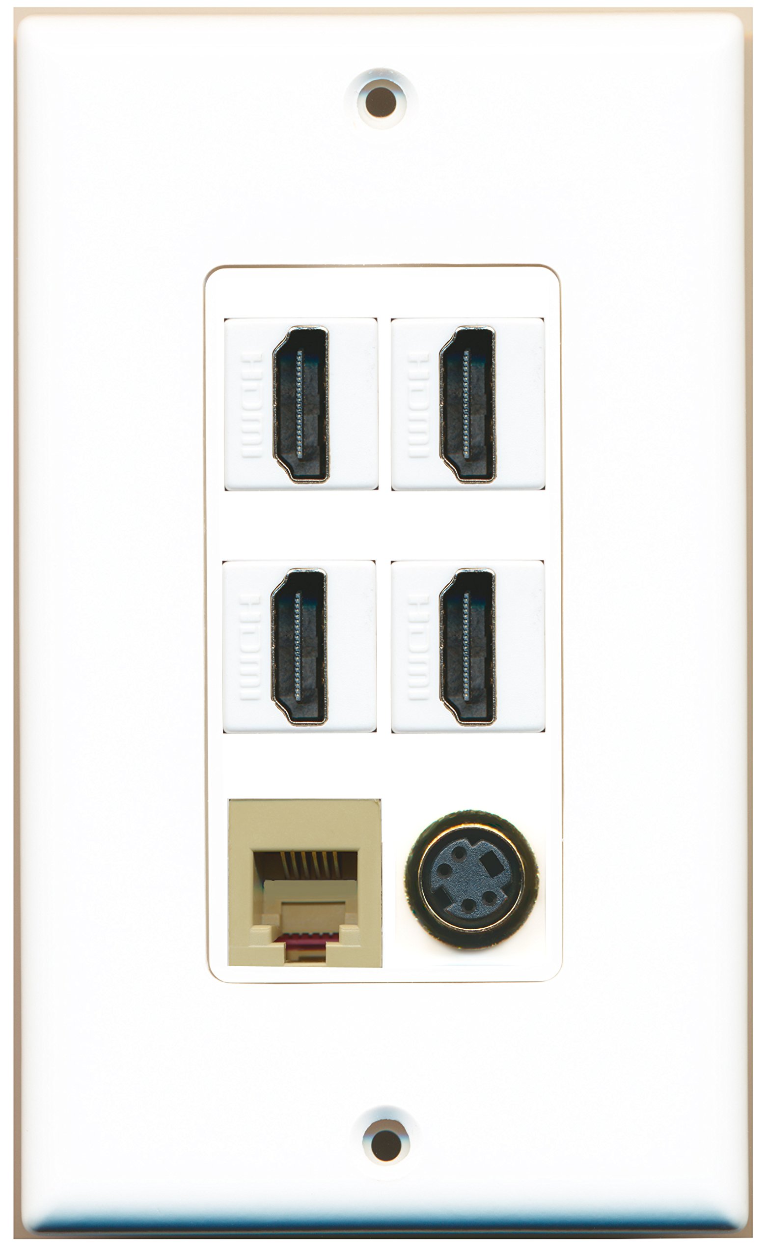 RiteAV – 4 Port HDMI 1 Telefon RJ11 RJ12 beige 1 S-Video Wall Plate Dekorative