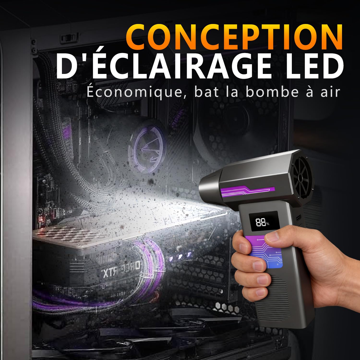 Souffleur Air Comprimé – Souffleur PC 120 000 TR/Min, 4 Vitesses Réglables, sans Fil – Dépoussiéreur Haute Puissance pour PC, Clavier, Voiture, Maison