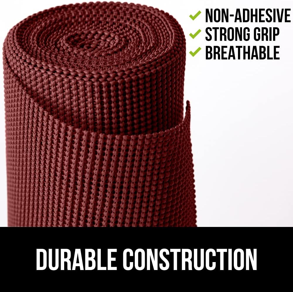 Gorilla Grip Drawer and Shelf Liner, Strong Grip, Non Adhesive Easiest Install Mat, 17.5 in x 10 FT, Durable Liners for Kitchen Cabinets, Drawers, Cupboards and Bathroom Storage Shelves, Red -