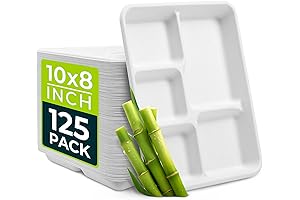 10 x 8 Inch Small 5-Compartment Paper Plates