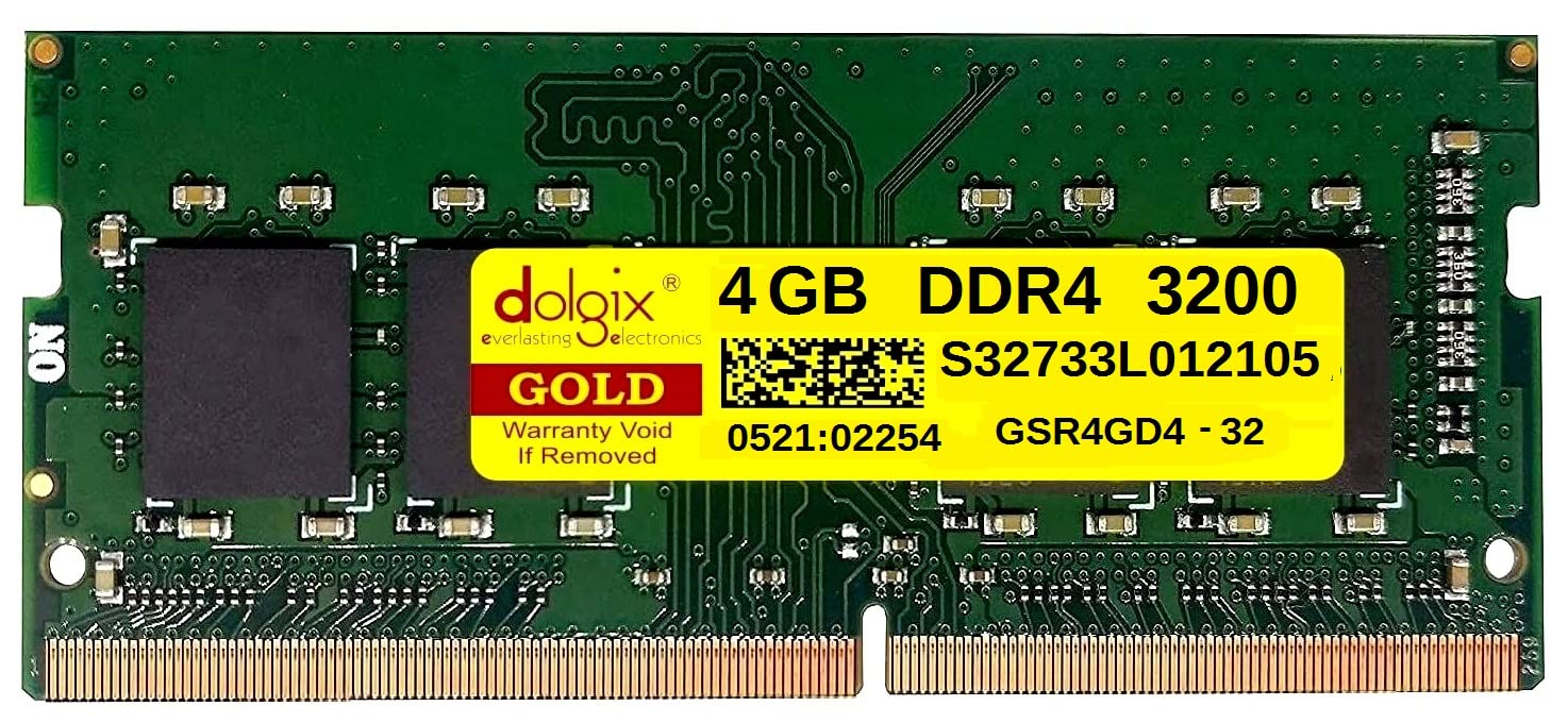 Dolgix Gold 4GB DDR4 3200MHz Laptop/Notebook RAM (Memory) SO-DIMM | PC4-25600, (1Rx8 Single Rank)- 5 Year Warranty (Made in India) (B08VNGKK32) Amazon Price History, Amazon Price Tracker
