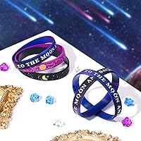 Vista 3 de Gejoy 36 pulseras de silicona para fiestas del espacio exterior, pulseras de goma de galaxia, temática espacial, sistema solar, galaxia, universo