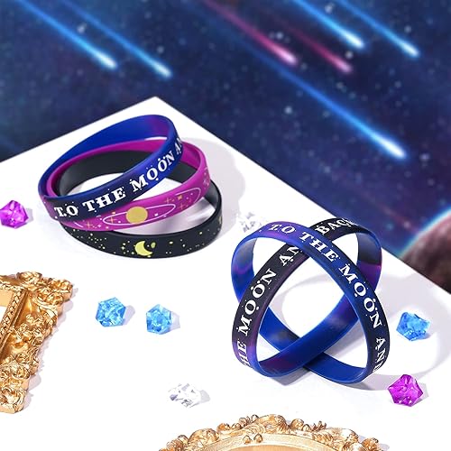 Miniatura 3 de Gejoy 36 pulseras de silicona para fiestas del espacio exterior, pulseras de goma de galaxia, temática espacial, sistema solar, galaxia, universo,