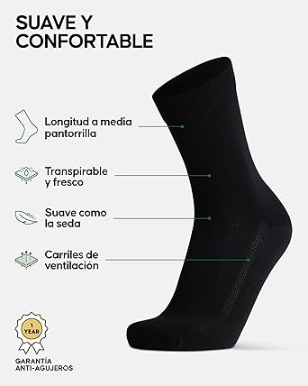 Calcetines Hombre de Bambu, Unisex, Pack de 6, Suaves y Transpirables - Ropa Hombre, Ropa de Trabajo1